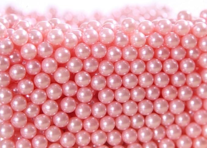 Makeup Beads for Brushes, Art Faux Pearls, 1500 Piece Round Pink Pearl Beads to Hold Makeup Brush, Lipstick, Mascara, Eyeliner, 8mm