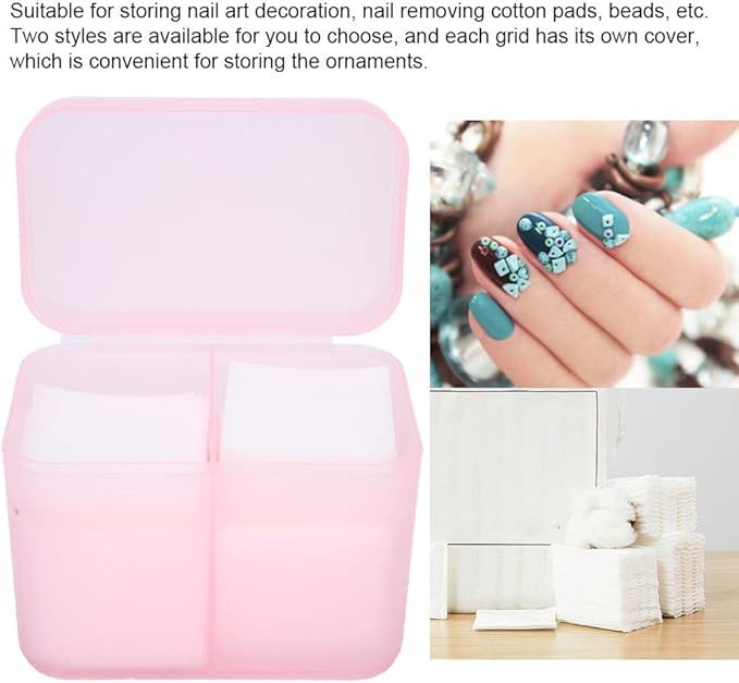 YUYTE 2 Grids Nail Storage Box Case Makeup Organizer Holder Nail Polish Remover Pad Suitable For Home Salon[]