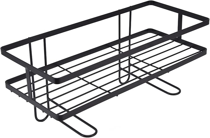 Garosa Bathroom Toilet Shelf, Iron Craft with Hooks, Space Saver, Easy Installation for Small Spaces (Black)
