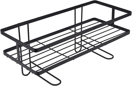 Garosa Bathroom Toilet Shelf, Iron Craft with Hooks, Space Saver, Easy Installation for Small Spaces (Black)