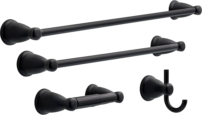 Franklin Brass Kinla (1-Pack) 24' Towel Rack for Bathroom Matte Black Bar Holder Wall Mounted Rod, Hardware | Accessories KIN24-MB