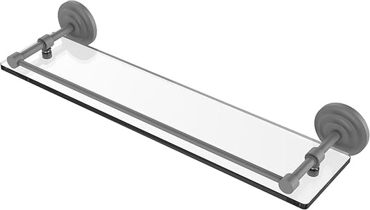 Allied Brass QN-1/22-GAL-GYM Que New 22 Inch Tempered Glass Gallery Rail Shelf, Matte Gray