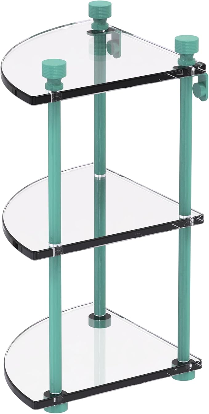 Allied Brass FT-6-SFG Foxtrot Collection Three Tier Corner Glass Shelf, Sea Foam Green