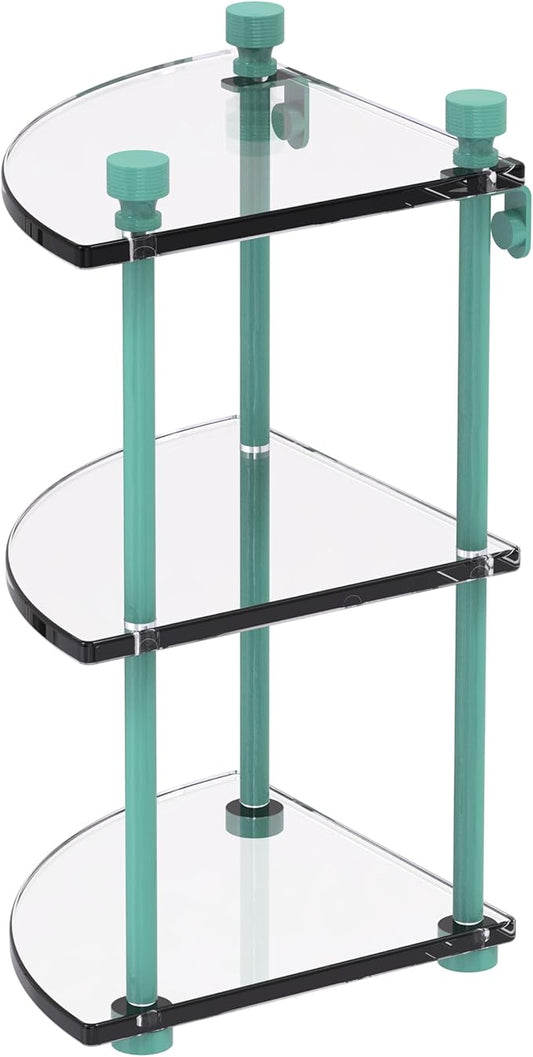 Allied Brass FT-6-SFG Foxtrot Collection Three Tier Corner Glass Shelf, Sea Foam Green