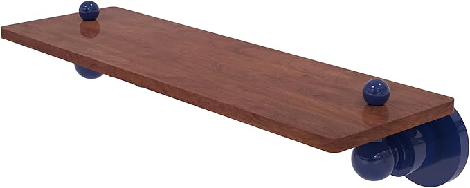 Allied Brass AP-1-16-IRW-MBL Astor Place Collection 16 Inch Solid IPE Ironwood Shelf, Mediterranean Blue