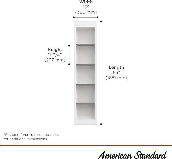American Standard 7192000.020 Aspirations 15 x 65-Inch In-Wall Shelving Unit, White