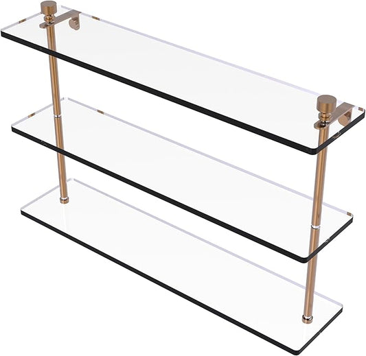 Allied Brass FT-5/22 Foxtrot Collection 22 Inch Triple Tiered Glass Shelf, Brushed Bronze