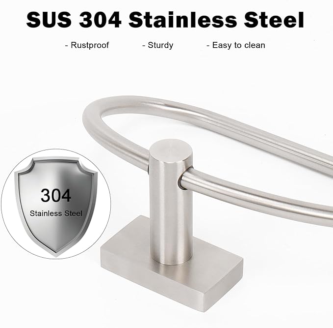 Livabber Towel Ring for Bathroom, 304 Stainless Steel Hand Towel Holder, Heavy Duty Towel Hanger for Bath, Kitchen, Hotel (2.3″ Screw-Mounted Base, Brushed Nickel)