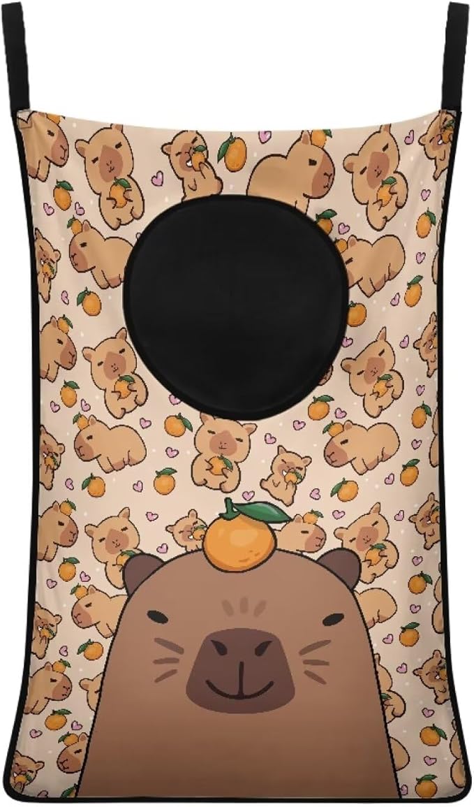 ZOUTAIRONG Cute Capibala Hanging Laundry Hamper Bag American Afro Girl Laundry Hamper for Holding Clothes and Saving Space Clothes Basket