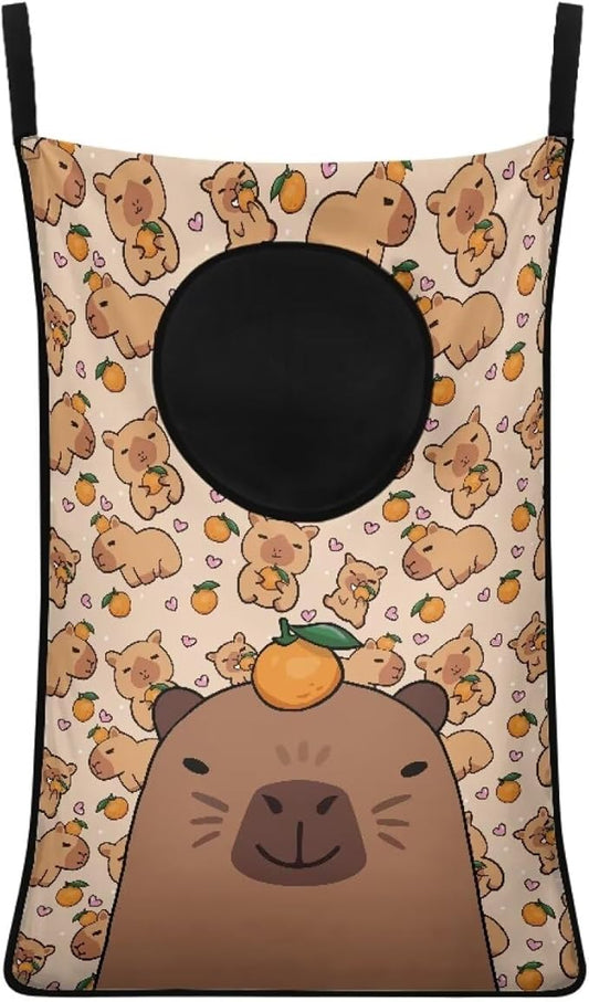 ZOUTAIRONG Cute Capibala Hanging Laundry Hamper Bag American Afro Girl Laundry Hamper for Holding Clothes and Saving Space Clothes Basket