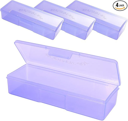 Beauticom Personal Box Storage Case for Professional Manicurist Nails Pedicure (Large Size) (4 Pieces, PURPLE)