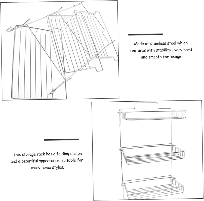 Luxshiny Stainless Steel Folding Storage Rack Floating Shelves Bathroom Storage Shelf for Bathroom Kitchen
