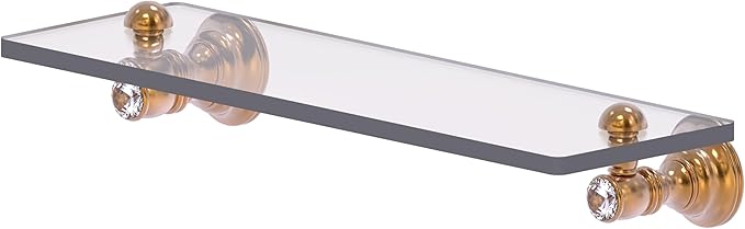Allied Brass CC-1-16-BBR Carolina Crystal Collection 16 Inch Glass Shelf, Brushed Bronze