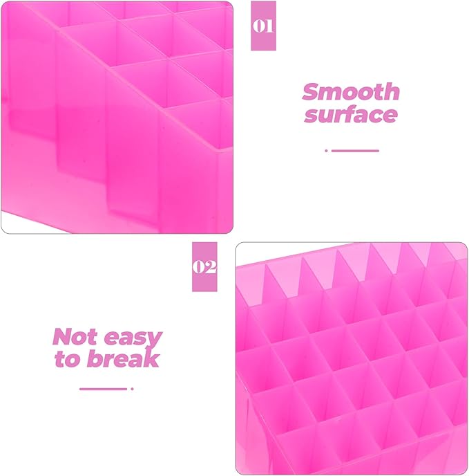 Ipetboom 40 Slots Makeup Holder Plastic Lipstick Holder 40 Slots Lipstick Box Lip Gloss Storage Organizer Tubes Display Case Makeup Desk Organizer for Home Shop Use Pink