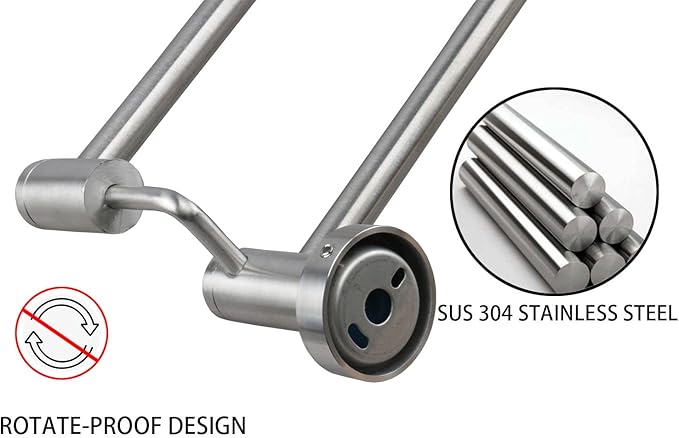 TocTen Double Bath Towel Bar - Thicken SUS304 Stainless Steel Towel Rack for Bathroom, Bathroom Accessories Double Towel Rod Heavy Duty Wall Mounted Towel Holder (Brushed Nickel, 33 in)
