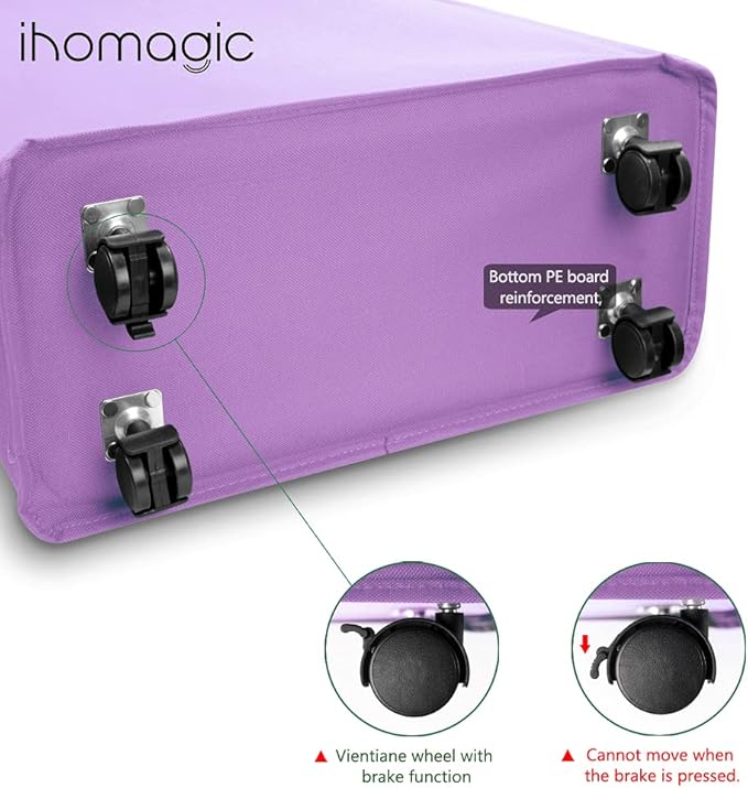 40L Laundry Hamper Collapsible Fabric for Hotel, Freestanding Flexible Laundry Sorter on Wheels - Slim Storage Bag, Decorative Laundry Baskets for Books, Sundries Storage (Purple)