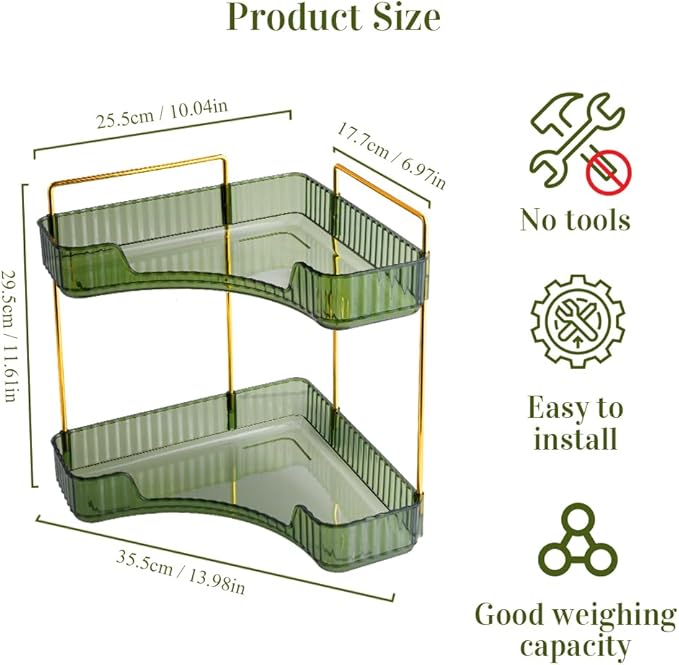 Multifunctional Shelf 2-Tier Corner Bathroom Counter Organizer, Skincare Makeup Organizer Shelf ，Corner Storage Organizers for Bathroom Vanity Table Kitchen
