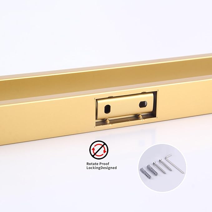 GERZWY 30-Inch Towel Bar, Gold Stainless Steel Modern Square Style Bath Towel Bar Wall Mount HG17702-BE
