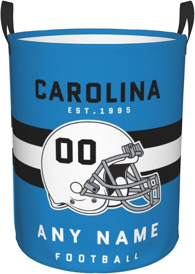 Custom Carolina Laundry Hamper - Personalized Football Style Laundry Basket - Customized Name And Number - Dirty Clothes Hamper Waterproof Large Capacity Hamper for Bedroom Bathroom Living Room