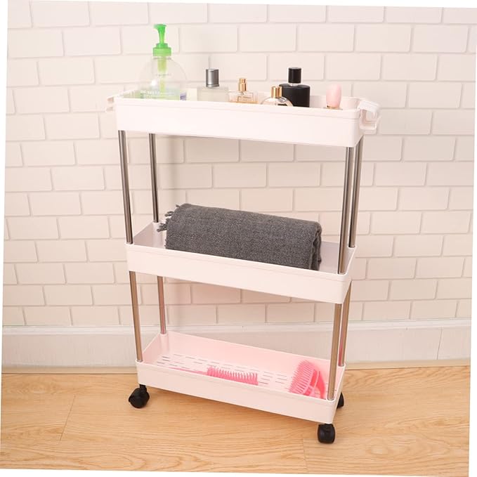 Cabilock 1pc Plastic Multi-Layer Bathroom Storage Rack White Organizer for Kitchen and Bathroom Space-Saving Shelf for Toiletries and Accessories