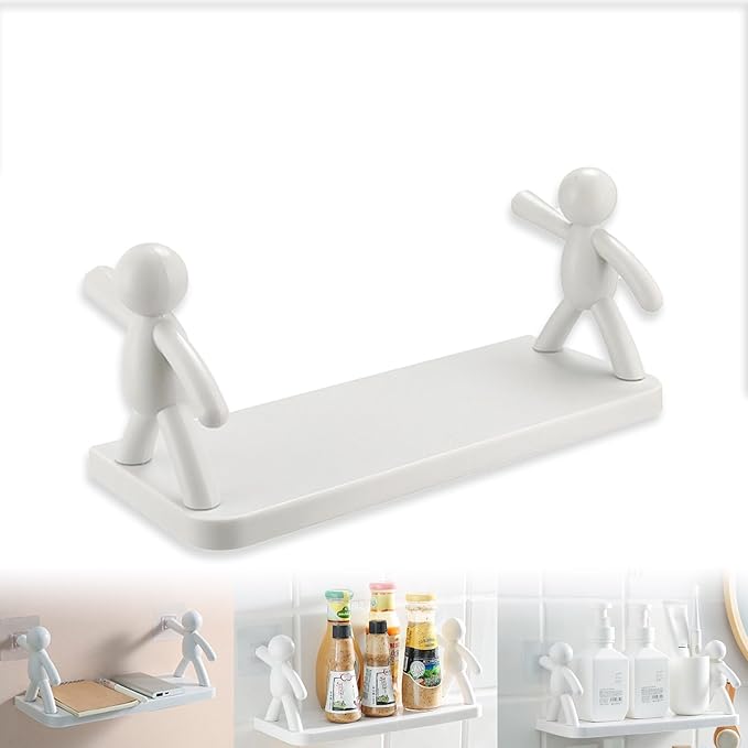 The Kitchen Toilet Receive Shelf，No-Drill Floating Wall Shelves - Space-Saving Multipurpose Storage for Bathroom, Kitchen, Office - Waterproof Adhesive Design with 5kg Load Capacity (Gray*1)