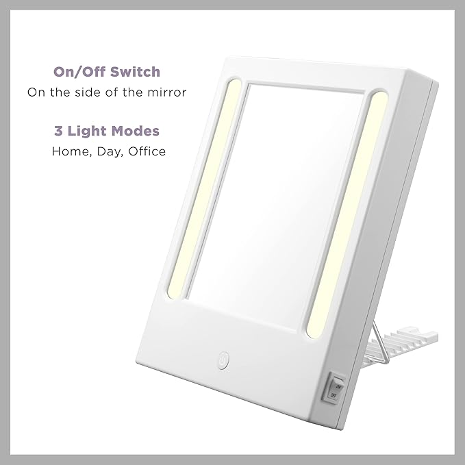 Conair Lighted Makeup Mirror, LED Vanity Mirror, 1X/5X Magnifying Mirror, Corded in Glossy White
