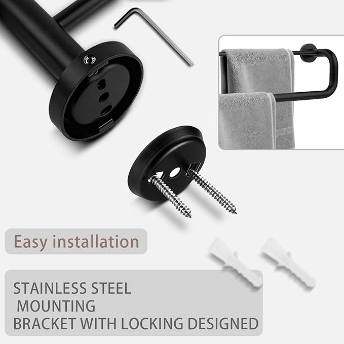 Double Towel Bar,Double Towel Rack for Bathroom,16 Inch Matte Black Towel Holder,Towel Rack for Bathroom Wall Mounted,SUS304 Stainless Steel Easy to Install