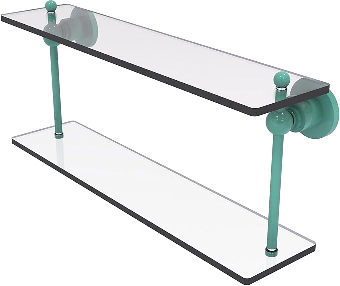 Allied Brass AP-2/22-SFG Astor Place Collection 22 Inch Two Tiered Glass Shelf, Sea Foam Green