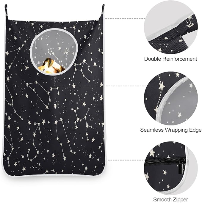 Hanging Laundry Hamper Over Door with Stainless Steel Hooks Dirty Clothes Hamper Bag 29.5X20inch