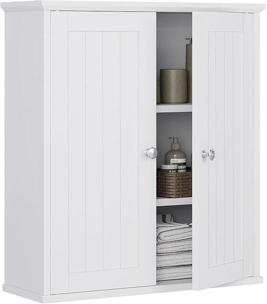 Meilocar Bathroom Wall Cabinet, Bathroom Cabinet Wall Mount, Over The Toilet Space Saver Storage Cabinets, White Medicine Cabinets with 2 Doors