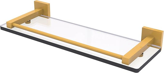 Allied Brass MT-1-16-GAL-SGL Montero Collection 16 Inch Glass Shelf with Gallery Rail, Spanish Gold