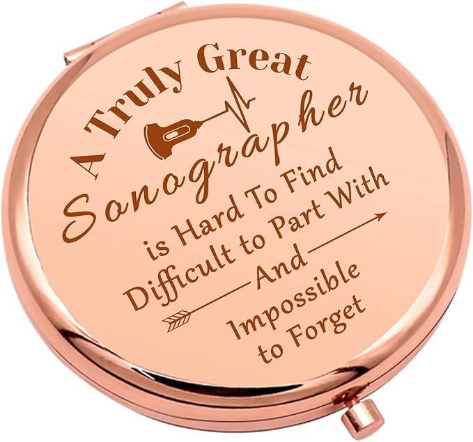 Sonographer Gifts for Women Pocket Makeup Mirror for Friend Student Ultrasound Tech Gift Radiologist Present Compact Makeup Mirror for Sonography Tech Graduation Retirement Present