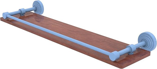 Allied Brass WP-1-22-GAL-IRW-FTB Waverly Place Collection 22 Inch Solid IPE Ironwood Shelf with Gallery Rail, Flat Troll Blue
