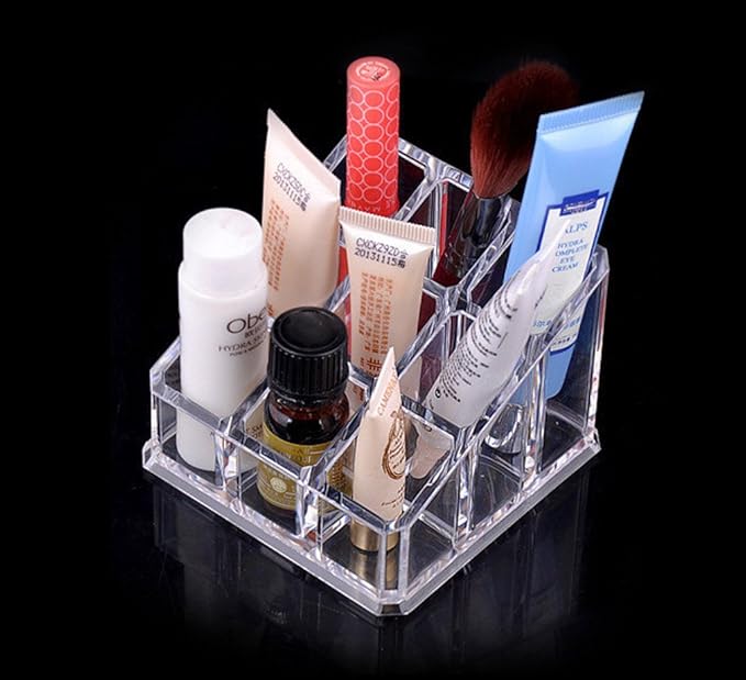 Kamay's Acrylic Transparent Square 9 Grids Lipstick Nail Polish Eyebrow Brush Display Rack (SF-1033)