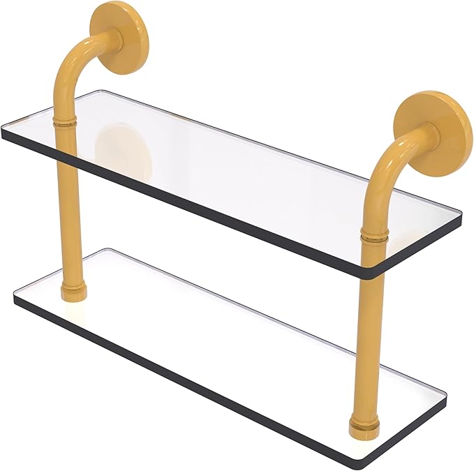 Allied Brass RM-2-16-SGL Remi Collection 16 Inch Two Tiered Glass Shelf, Spanish Gold