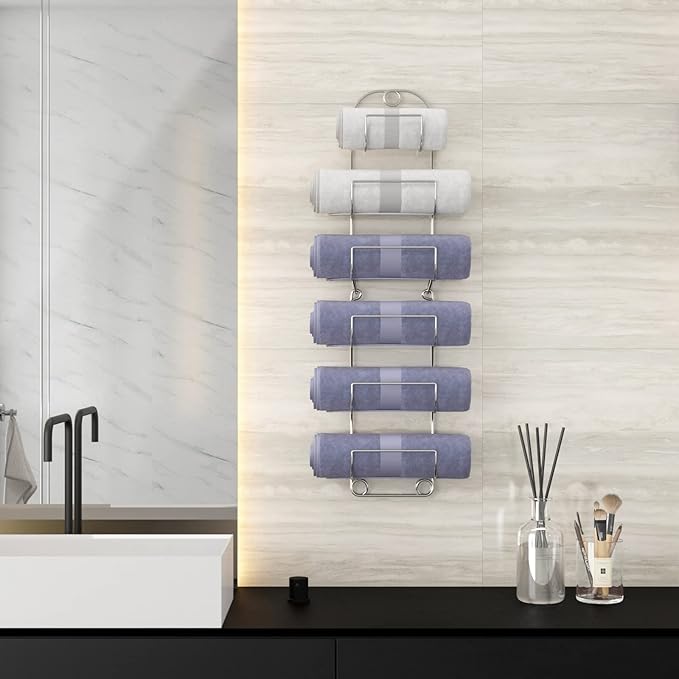 Towel Racks for Bathroom Wall Mounted Metal Wine Rack Towel Shelf Towel Holder for Bath Chrome