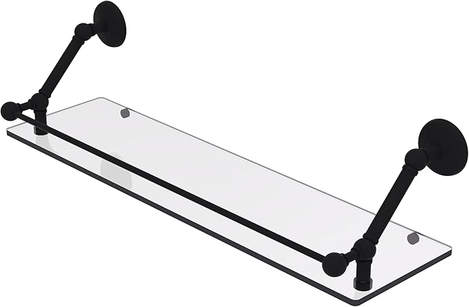 Allied Brass PMC-1-30-GAL-BKM Prestige Monte Carlo 30 Inch Floating Glass Gallery Rail Shelf, Matte Black