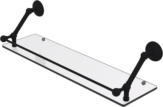 Allied Brass PMC-1-30-GAL-BKM Prestige Monte Carlo 30 Inch Floating Glass Gallery Rail Shelf, Matte Black