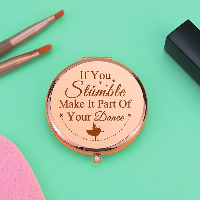 Inspirational Gifts Dancer Gift for Women Compact Makeup Mirror for Dance Lover Encouragement Gifts for Dance Teacher Motivational Gift Folding Makeup Mirror for Dancer Teams Christmas Birthday