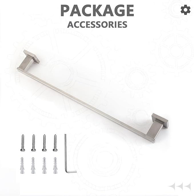 LANC 32-Inche Long Towel Bar for Bathroom Wall Mounted Brushed Nickel Bath Towel Rack Stainless Steel 80CM Towel Rod for Kitchen Square Towel Holder Towel Rail Towel Hanger, A9010BN-L8