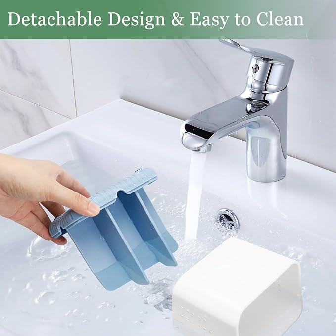 PARKMANI Toothbrush Holders for Bathrooms, Kids Electric Toothbrush and Toothpaste Holder, 4 Slots Tooth Brushing Holder for Bathroom Organizer Countertop, Bathroom Accessories (Blue)