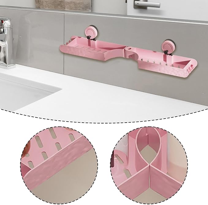 Bathroom Shelf Drain Shelf Suction Cup No Drill Versatile Space Saving Bathroom Organizer Over The Sink for Kitchen Apartment-