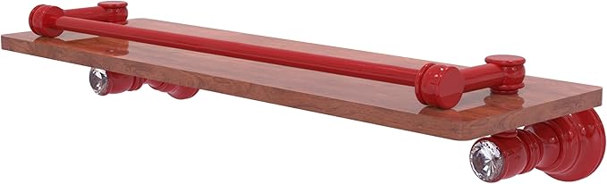 Allied Brass CC-1-16-GAL-IRW-FER Carolina Crystal Collection 16 Inch Wood Shelf with Gallery Rail, Fire Engine Red