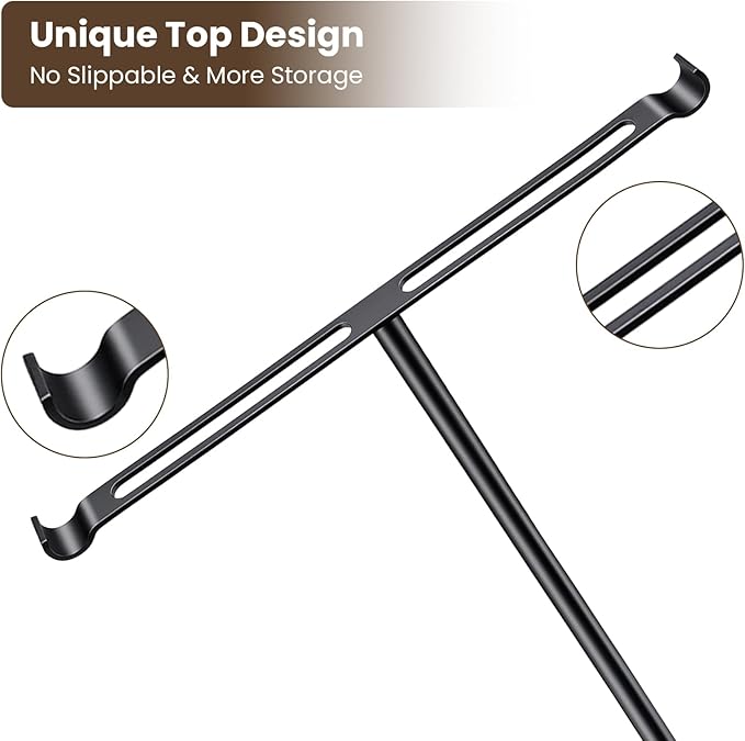 Hand Towel Holder Height Adjustable Stand, Stainless Steel Towel Rack for Bathroom, Holder for Bathroom Kitchen Bedroom Entryway, Black