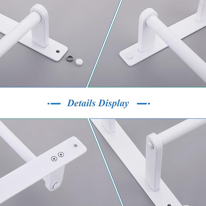 White Double Towel Bar with Hooks, 30 Inch Wall Mounted Long Towel Rack - Stainless Steel Bathroom Towel Holder