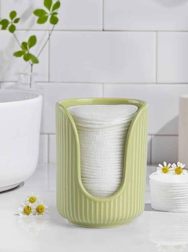 ABRUTY Bathroom Cup Dispenser, 3oz-4oz Ceramic Paper Cup Holder, Small Countertop Mouthwash Dixie Cups Accessories, for Vanity Countertops, Bathroom, Kitchen, and Dining Room