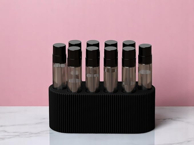 Perfume Sample Organizer for Bathroom or Vanity ?€? Ideal Makeup and Skincare Storage, Desk and Bathroom Counter Organizer, Gift for Her ((BLACK) Fits 2mL Perfume Samples (Standard Size))