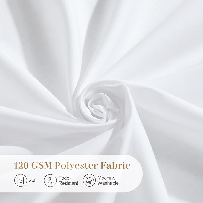 Adjustable Bow-Tie Top White Ruffle Shower Curtain for Girls Women, Delicate Fabric Shower Curtain with Handcrafted Ruffles and Small Holes, Waterproof Ruched Farmhouse Bathroom Curtain, 72"W x 72"H