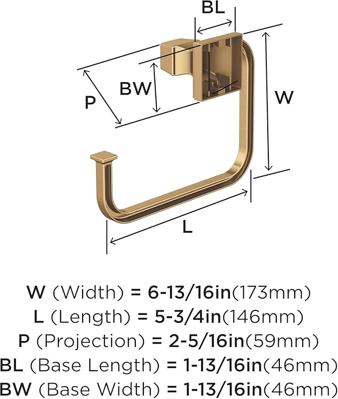 Amerock BH36022CZ | Champagne Bronze Towel Ring | 5-3/4 inch (146mm) Width Towel Holder | Mulholland | Hand Towel Holder for Bathroom Wall | Small Kitchen Towel Holder | Bath Accessories