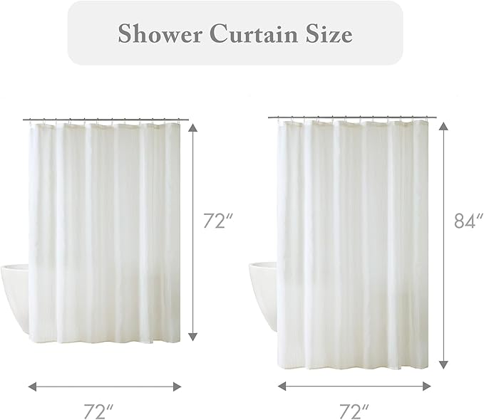 Madison Park Anna Sheers Shower Curtain, Textured Striped Accent Design, Modern Mid-Century Bathroom Decor, Machine Washable, Fabric Privacy Screen 72x84, Ivory